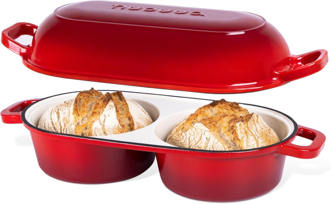 Nuovva Enamelled Cast Iron Dutch Oven, 16.5cm, Red, 500°F Oven Safe fo