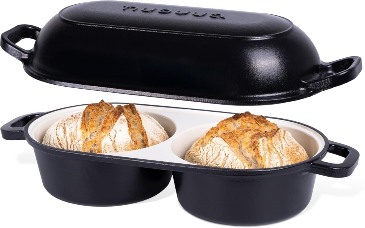Nuovva Enamelled Cast Iron Dutch Oven, 16.5cm, Black, 500°F Oven Safe 