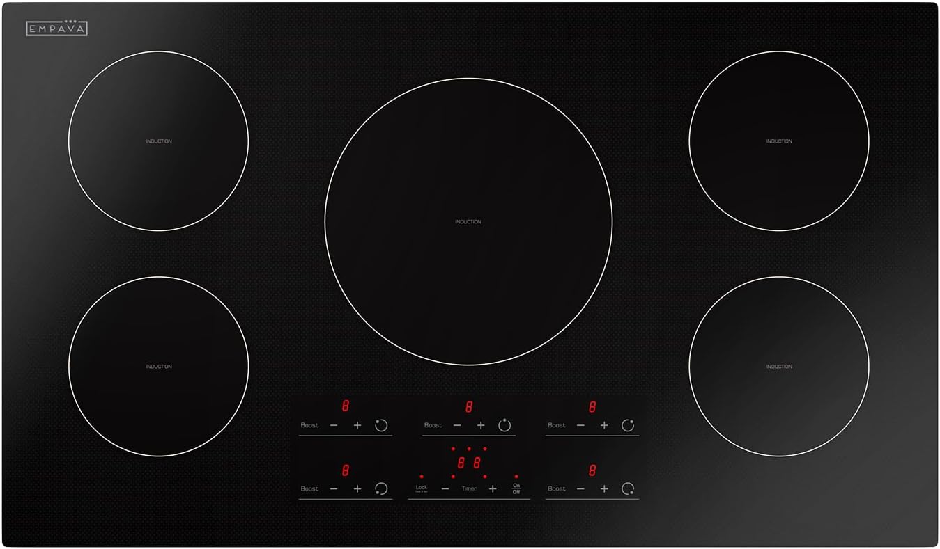 Empava 36 Inch Built-In Induction Cooktop, 5 Zones, Touch Sensor Contr