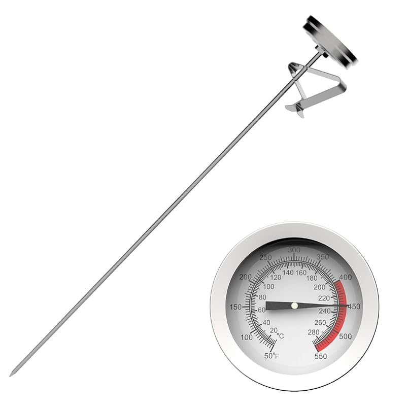Candy & Deep Fry Oil Thermometer with 12'' Probe & Pot Clip for Frying