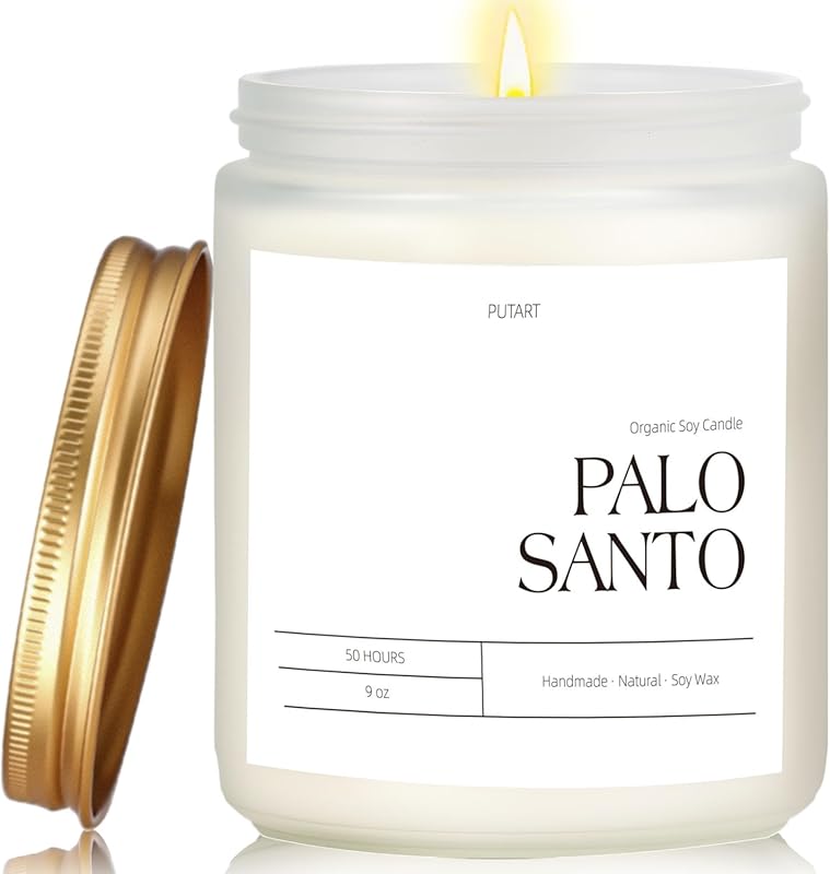 Palo Santo Highly Scented Natural Soy Aromatherapy Candle, Essential O
