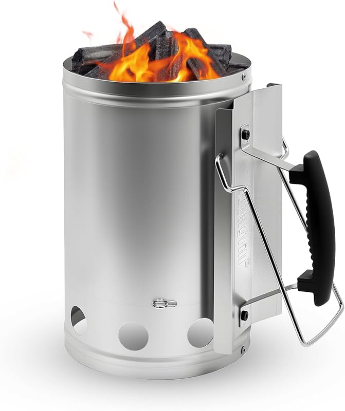 XL 7.5x12inch Durable Charcoal Chimney Starter with Electroplated Tilt