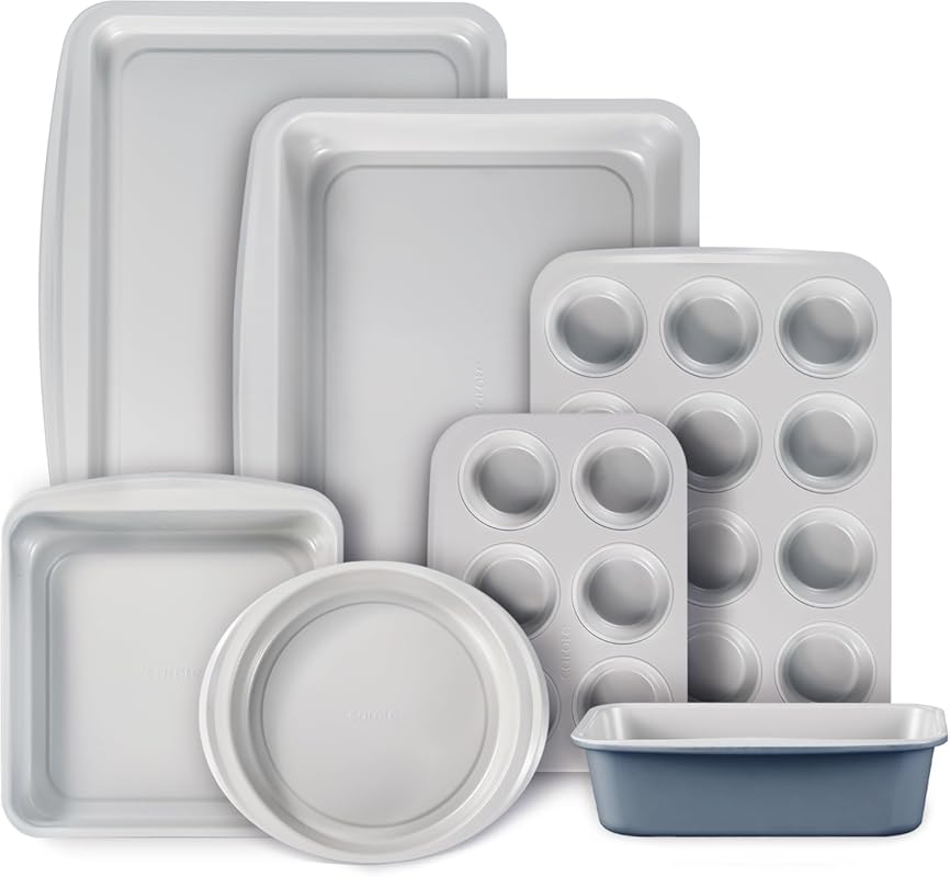 CAROTE 7-Piece Nonstick Stackable Bakeware Set with Multiple Pans in G
