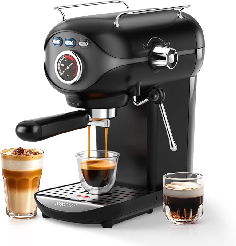 Compact 20 Bar Espresso Machine, Temperature Control, Steam Milk Froth