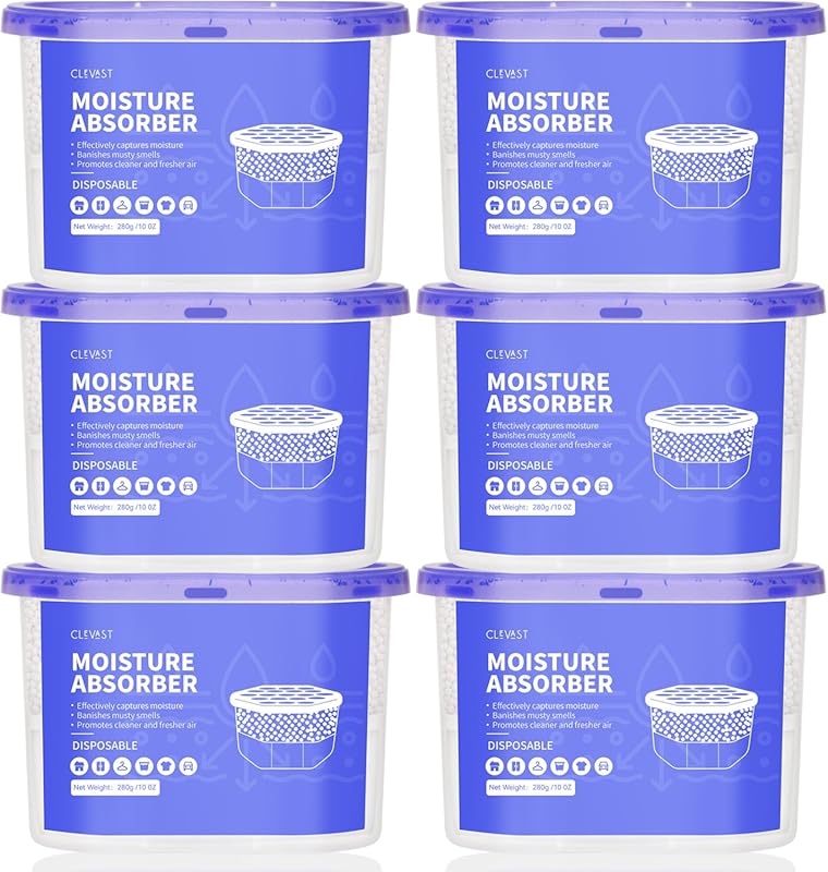 CLEVAST 10 Oz Fragrance-Free Moisture Absorber Boxes (6 Pack) for Clos