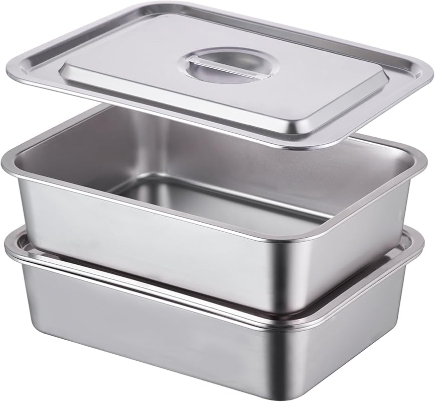 Two 11x14 Inch 7.4QT Stainless Steel Nonstick Lasagna Pans, 4-Inch Dee