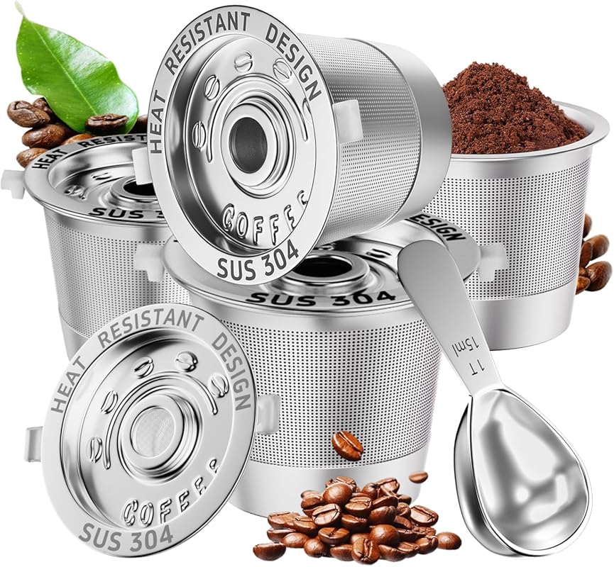 4 Pack Stainless Steel Reusable K Cups Coffee Pods for Keurig 1.0, BPA