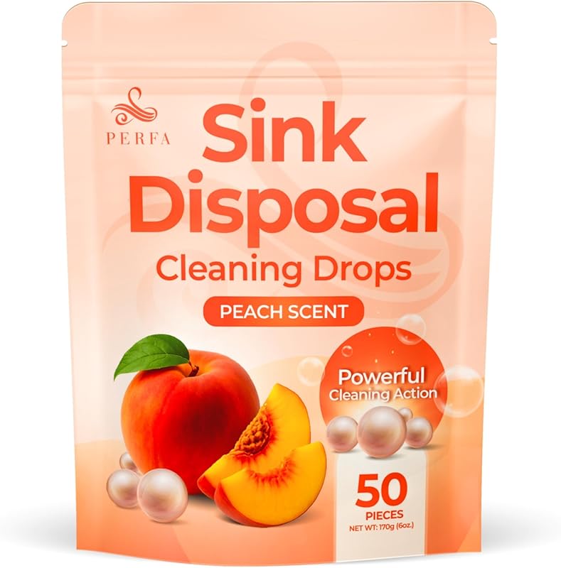 Perfa Sink Garbage Disposal Cleaner 50-Count – Easy-Use Peach Scented 