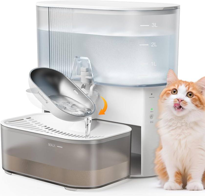FEELNEEDY Wireless Cat Water Fountain, No Filters, Wastewater Separati
