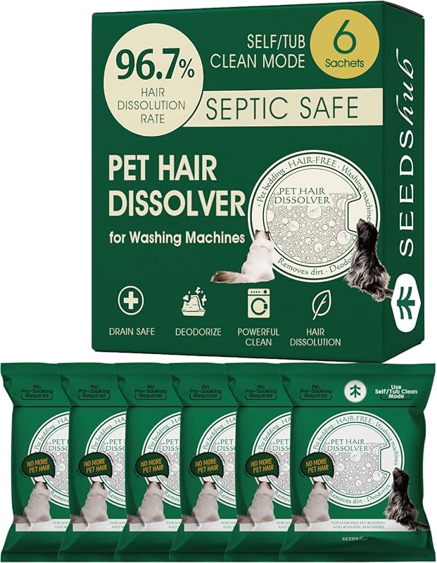 Pet Hair Dissolver for Laundry - Dog & Cat Hair, Stain Remover, HE/Sep