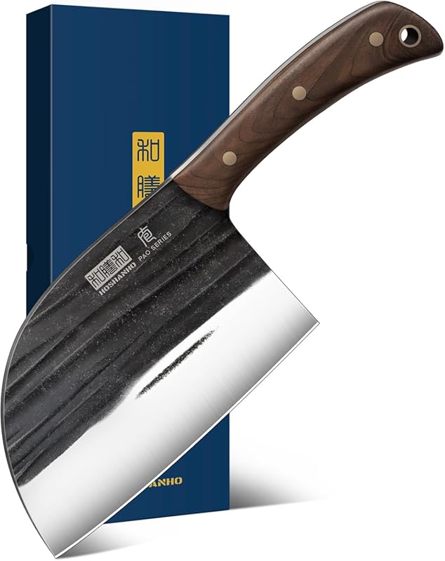 HOSHANHO 6.5 Inch High Carbon Steel Serbian Chef Meat Cleaver Knife, F