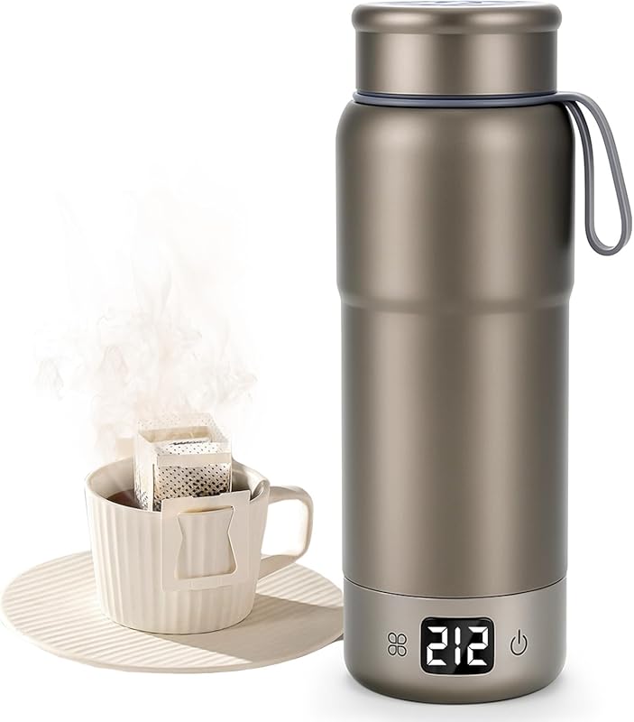 Pure Titanium Portable Travel Kettle, Dual Voltage, 12 Temperature Con