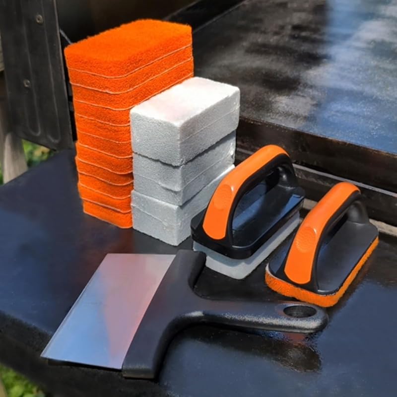 Comprehensive 19-in-1 Griddle Cleaning Kit with Scraper, 4 Grill Stone