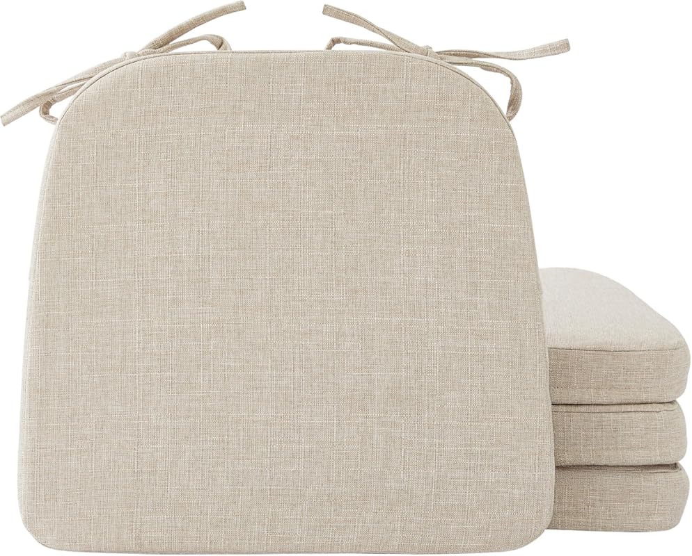 Beige D-Shaped Dining Chair Cushions Set of 4, 2