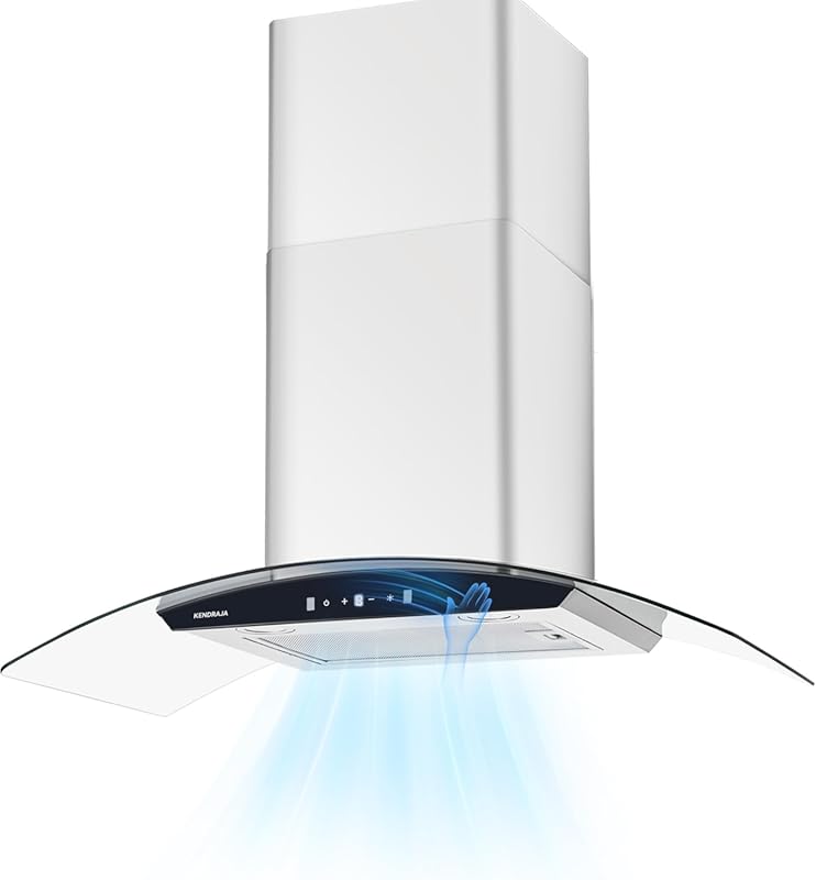 36-Inch Wall Mount Range Hood, 700 CFM Ducted, Tempered Glass, Gesture