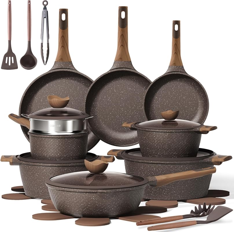 CAROTE Induction 26-Piece Nonstick Cookware Set, Pots & Pans for Kitch