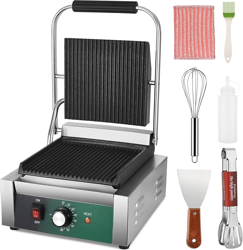 Commercial Panini Press, 2200W Electric Sandwich Maker with Non-Stick 