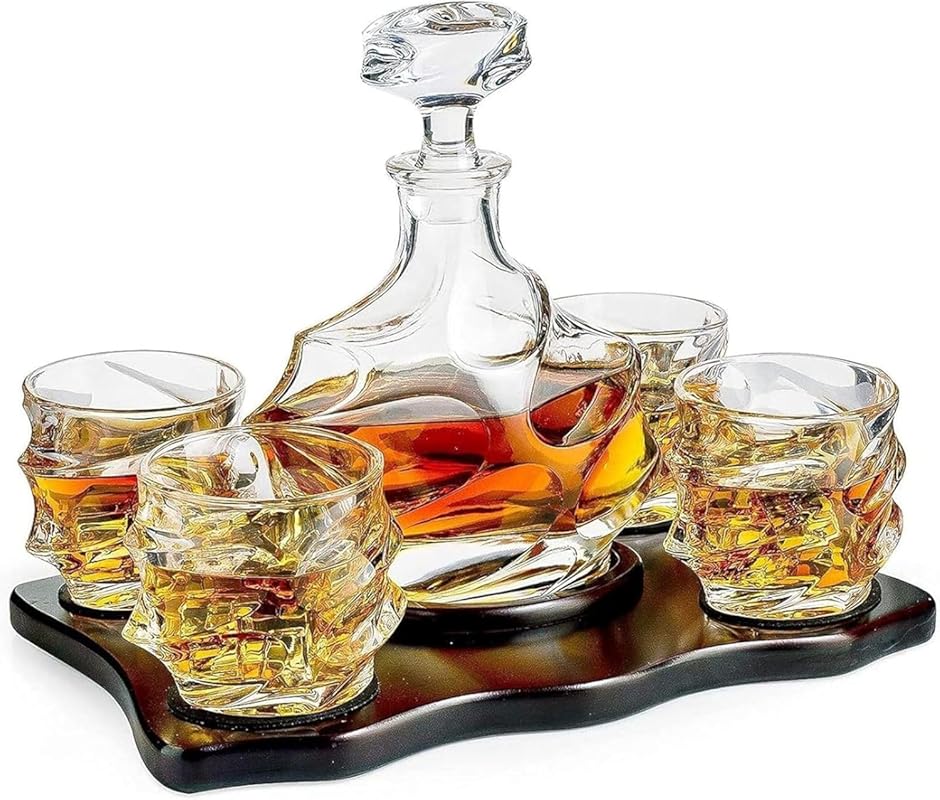 Japanese Heavy Crystal Old Fashioned Whiskey Glasses Set of 5, Tumbler