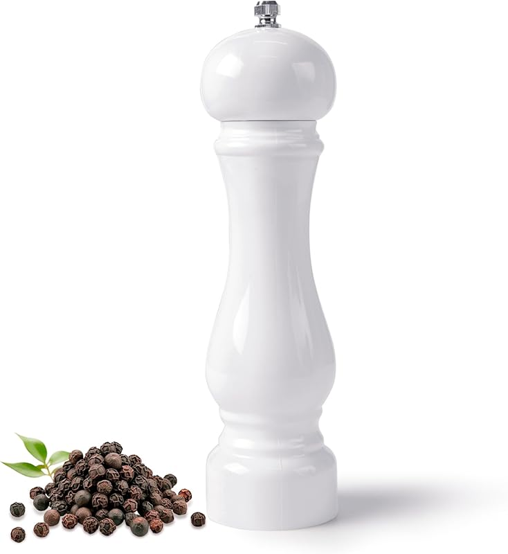 LHS Acrylic Pepper Mill Grinder and Salt Grinder, 8-Inch White Pepperc