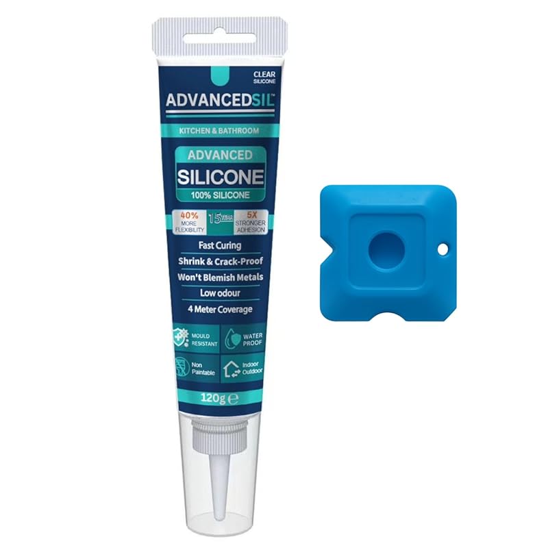 Clear 4oz Waterproof Silicone Caulk Sealant for Bathroom, Kitchen, Win
