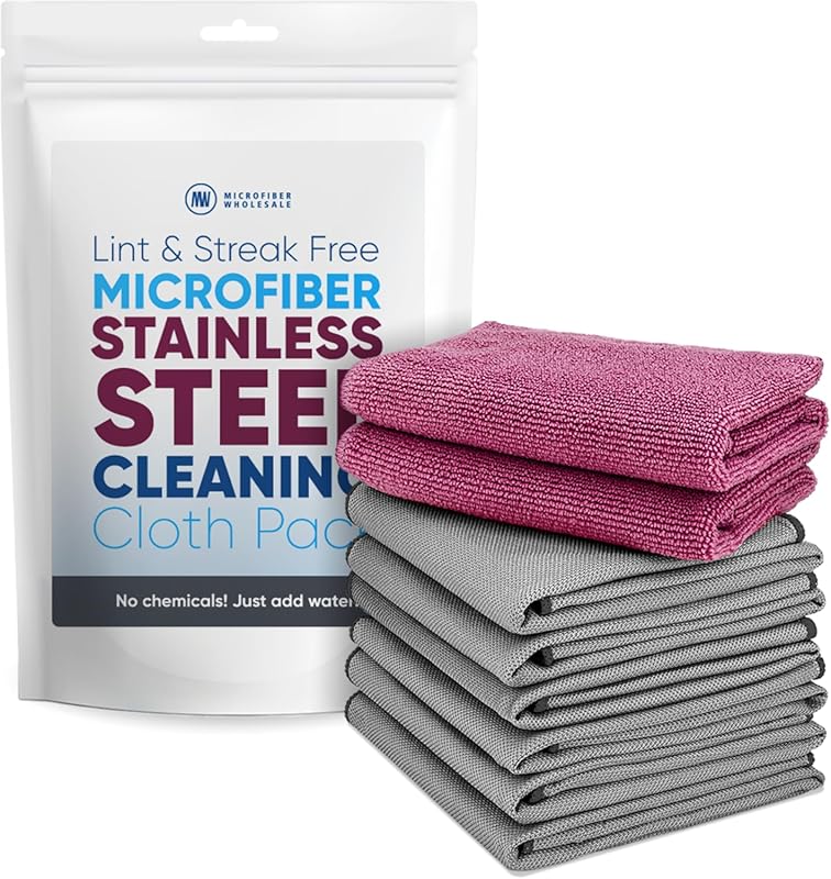 Claro Microfiber Stainless Steel Cleaning Cloths 8-Pack