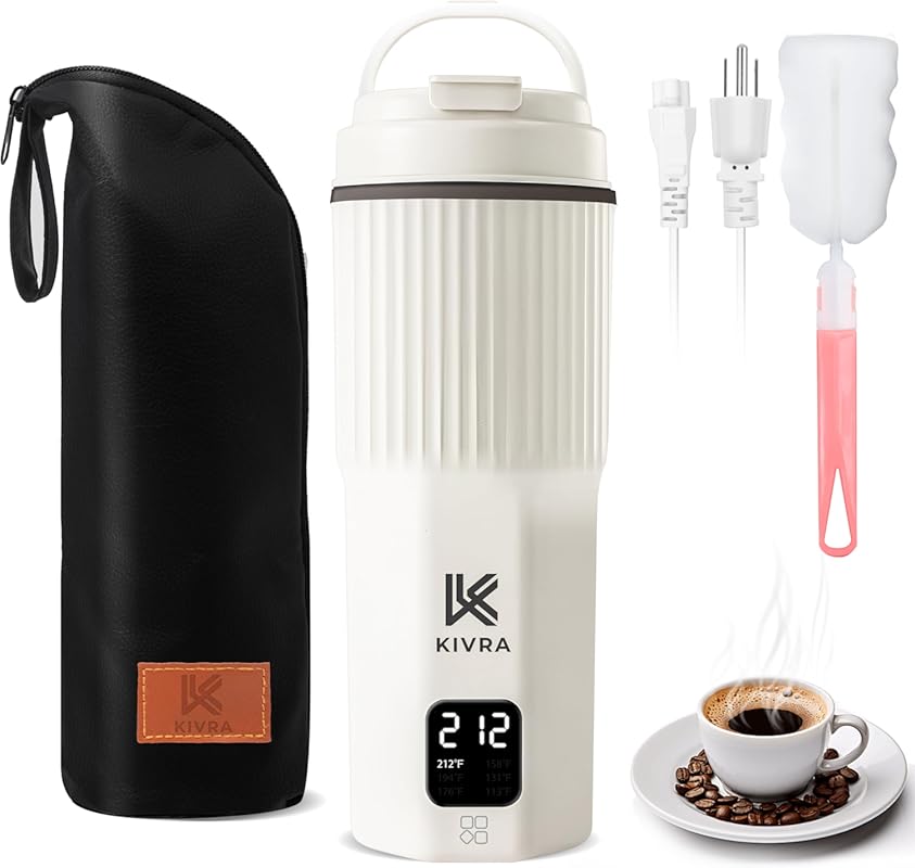 KIVRA Portable Travel Electric Kettle, 316 SS with 6 Temp Control, Aut
