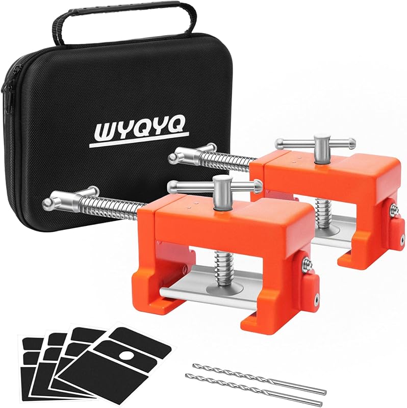 Heavy Duty Cabinet Clamps 2 Pack: Case, Drill Bit for Face Frame Align