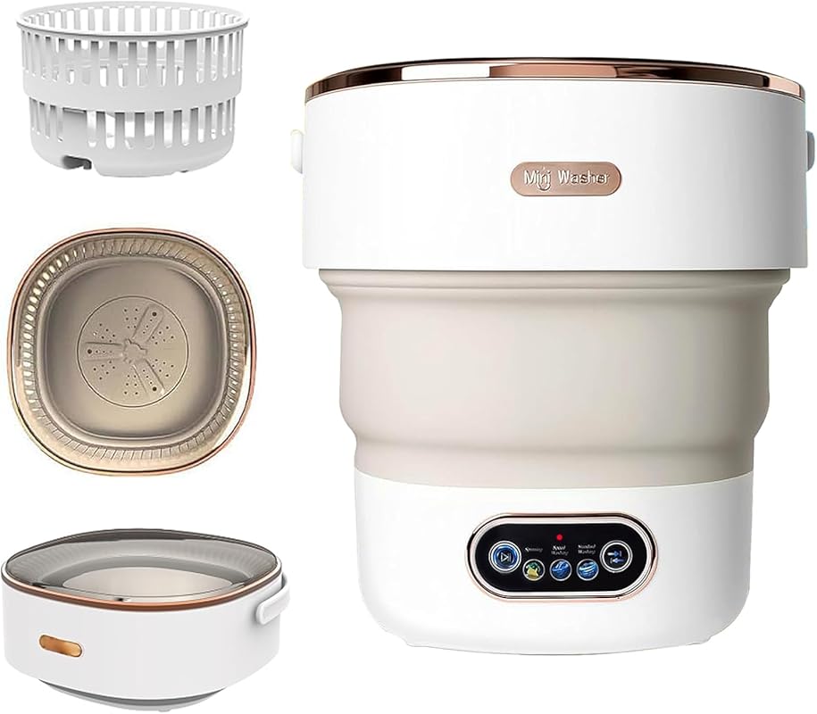 15L Collapsible Portable Mini Washer with 3 Modes & Drain Basket for T