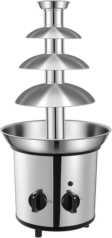 4-Tier Electric Stainless Steel Fondue Fountain, 4lb Capacity, Melts C