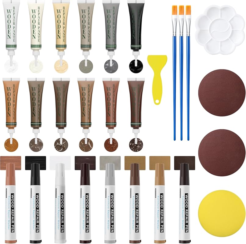 Oriflame Wood Furniture Repair Kit: 12-Color Filler & 8-Markers for Sc