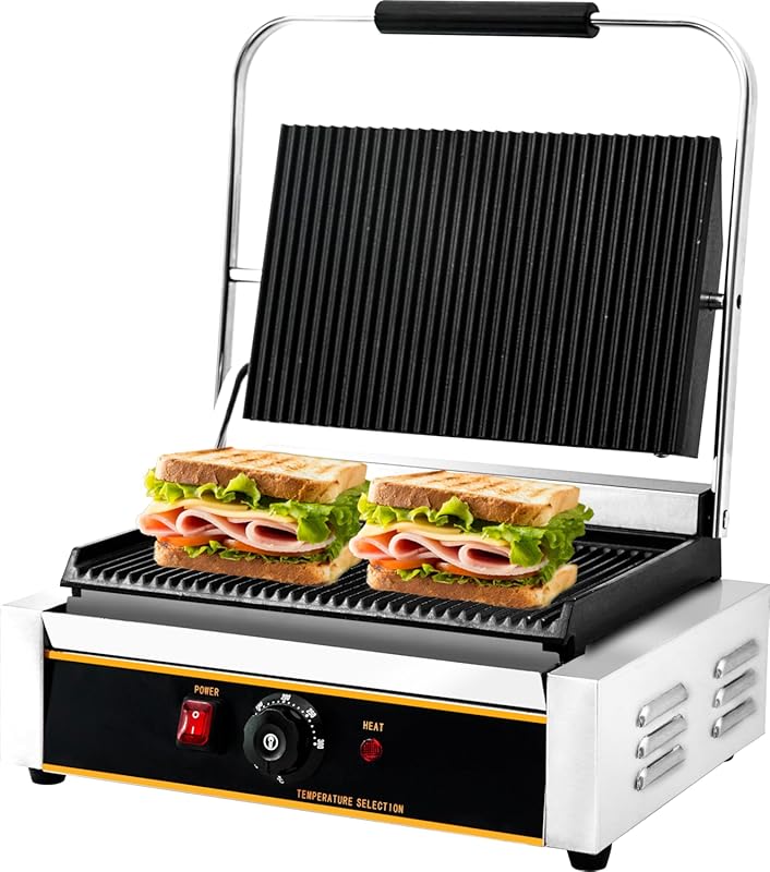 Commercial Panini Press Grill, 2200W Countertop Electric Sandwich Make
