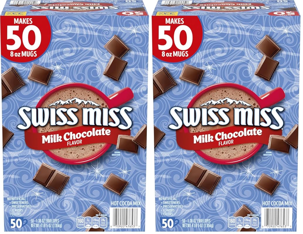 Swiss Miss Milk Chocolate Hot Cocoa Mix, Sweet Treat Drink, 1.38oz, 50