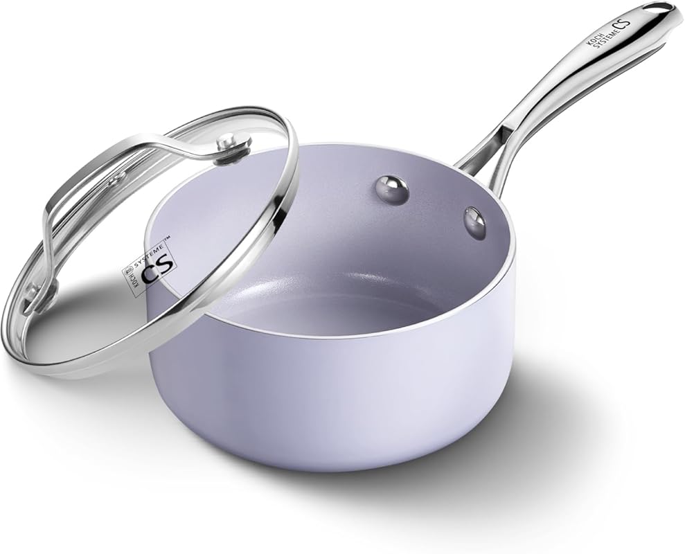KOCH SYSTEME CS 1 Quart Nonstick Ceramic Sauce Pan with Lid, Stainless