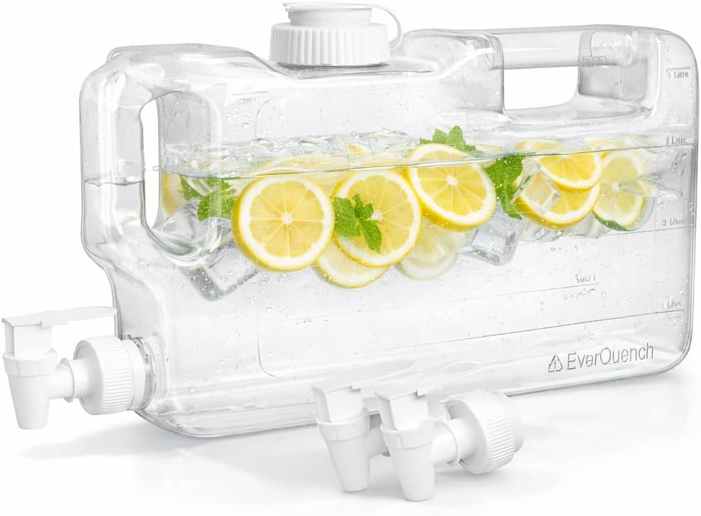 1.1 Gallon Refrigerator Water Dispenser Bottle with 2 Spigots, Slim BP