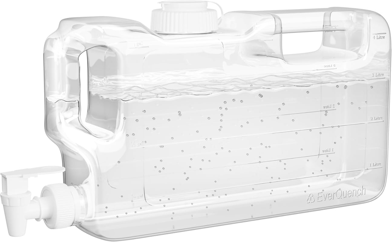 Refrigerator Water Dispenser 1.1 Gallon Bottle with Spigot - BPA Free 