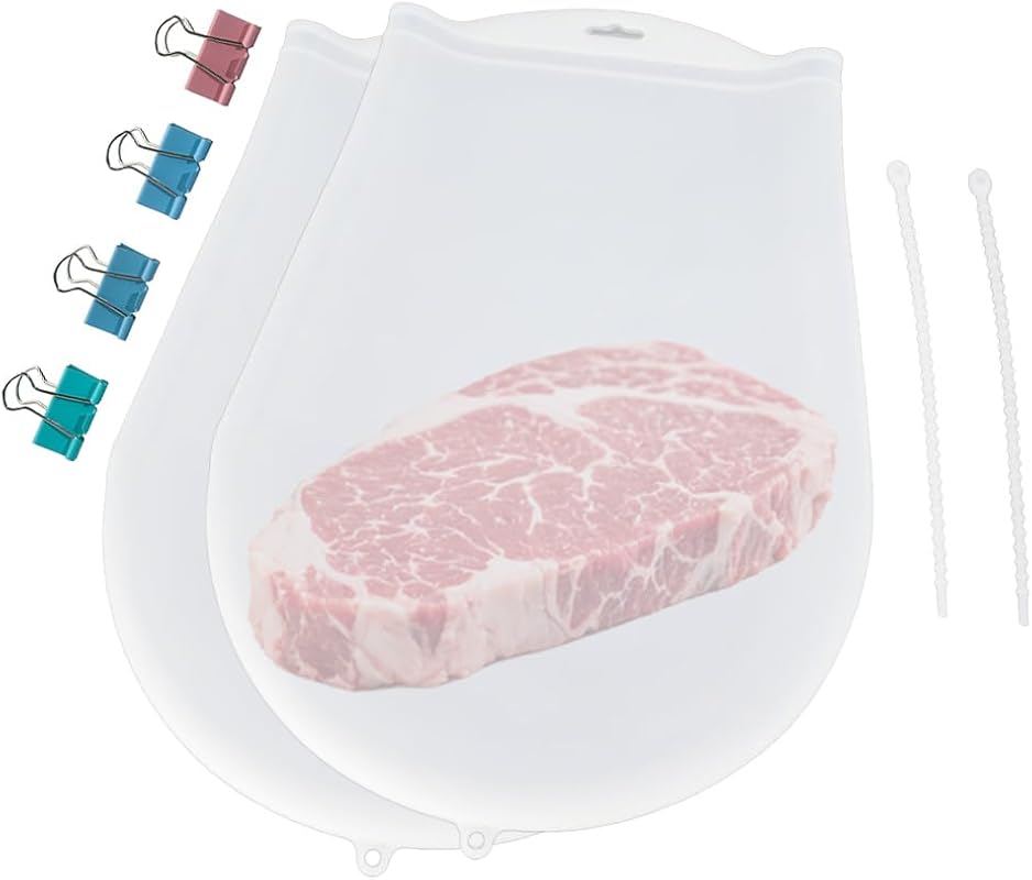 Extra Large Reusable Silicone Sous Vide Food Storage Bags (2-Pack) wit