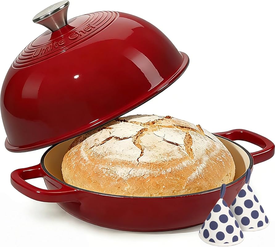 Umite Chef 6QT Enamelled Cast Iron Dutch Oven Pot with Lid for Sourdou