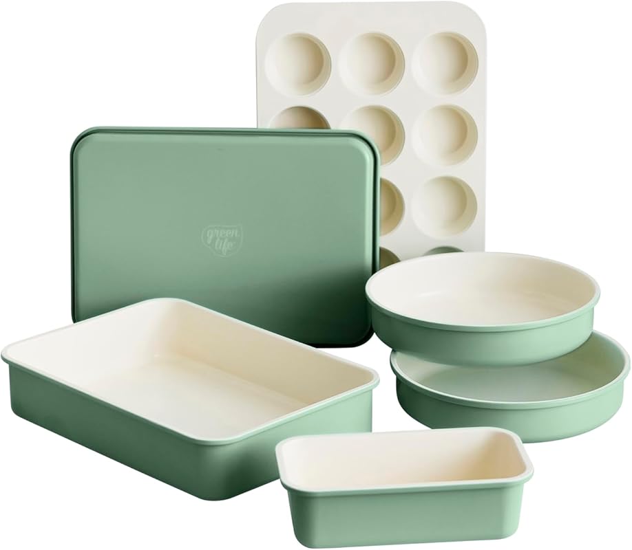 GreenLife 6-Piece Nonstick Bakeware Set: PFAS-Free Ceramic Pans, Oven