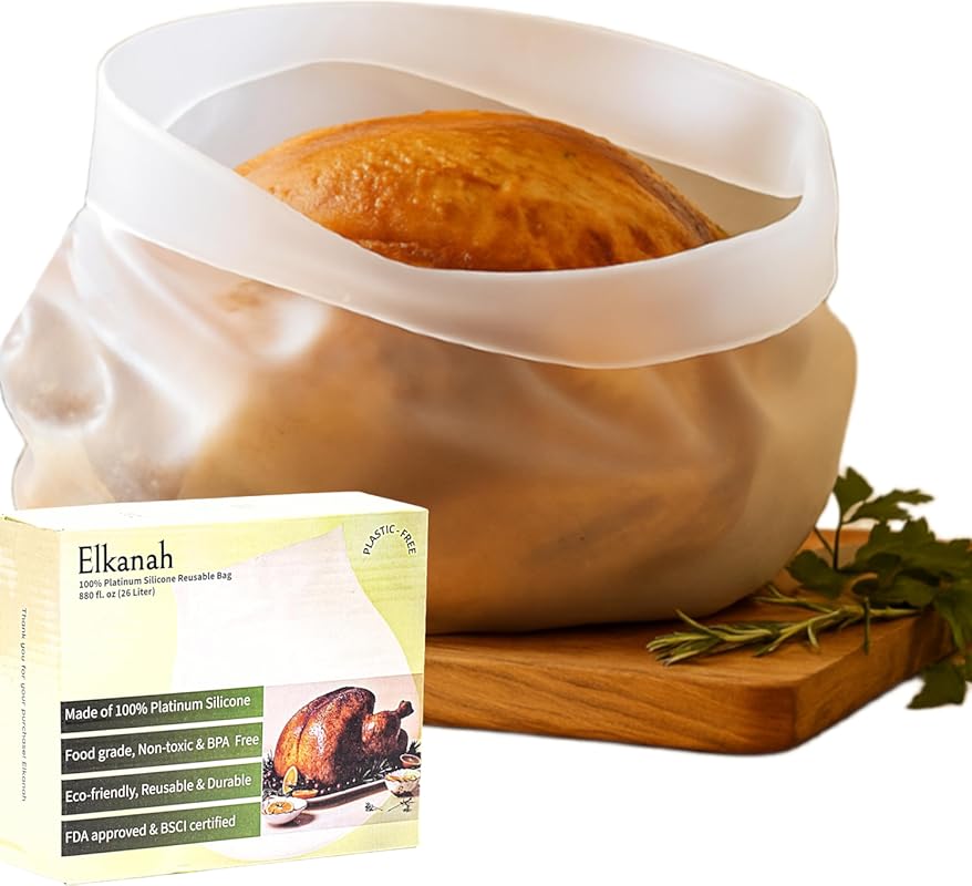 Elkanah Reusable Extra Large Silicone Turkey Bags for Roasting, Brinin