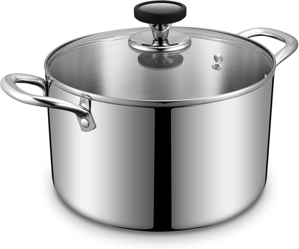 6.5 Quart Tri-Ply Stainless Steel Stock Pot, Heavy Duty Induction Cook