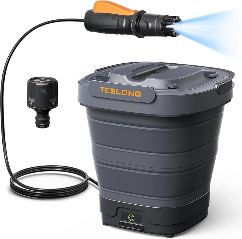 Teslong Portable Cordless Electric Pressure Washer: 12L Tank, Foldable