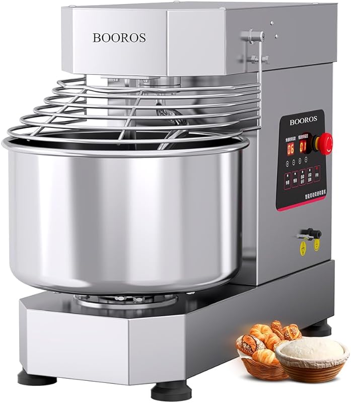 BOOROS 10.5Qt Commercial Dough Mixer 750W, Dual Rotating Kneading Mach