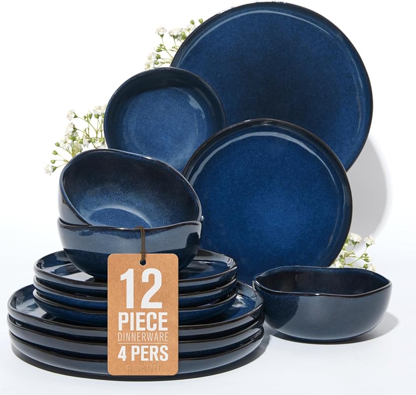 Unbreakable Ceramic Dinnerware Set for 4, Microwave & Dishwasher Safe,