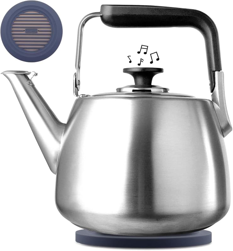 Whistling Stovetop Tea Kettle - Large Capacity Fast Heat Teapot for Al