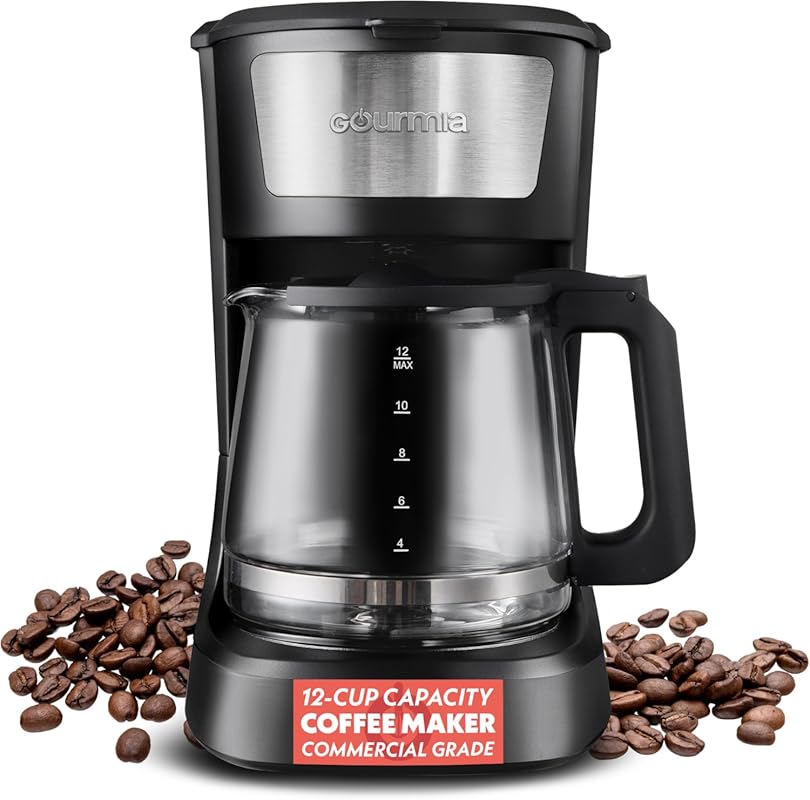 Gourmia 12-Cup One-Touch Coffee Maker, Pause and Serve, Automatic Keep