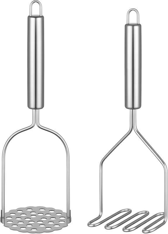 2-Pack Stainless Steel Mashed Potato Masher, Multi-Purpose Smasher Too