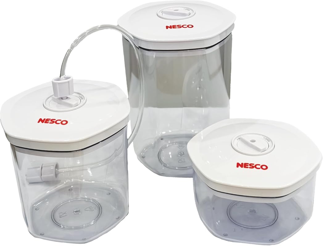 NESCO 3-Piece BPA-Free Vacuum Canister Set with Lids for Meal Prep & M