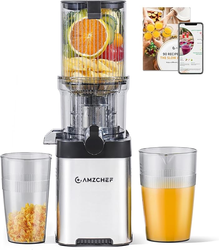AMZCHEF Cold Press Masticating Juicer, Wide Chute for Whole Produce, S