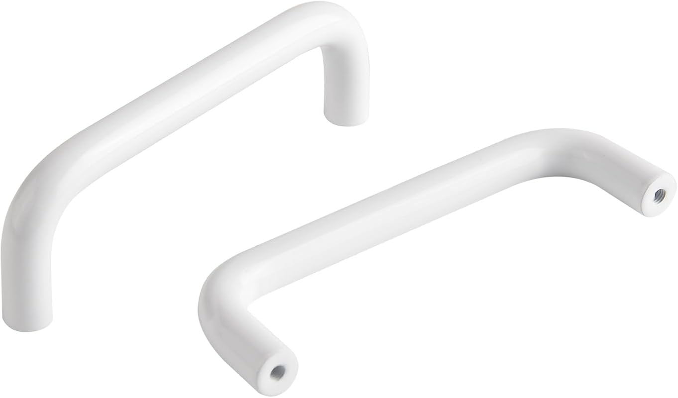 5 Pack Bright White Modern Cabinet Pulls, 3.8 Inch (96mm) Drawer Handl