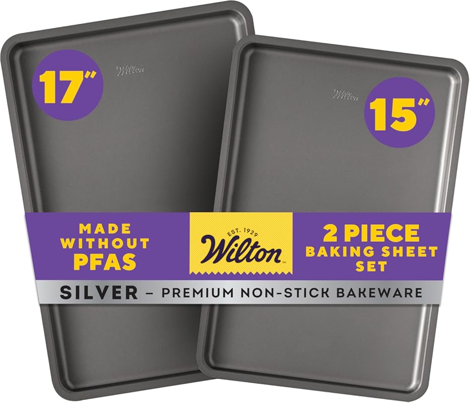 Wilton Silver Non-Stick Baking Sheet Set, 2-Piece Stainless Steel Bake